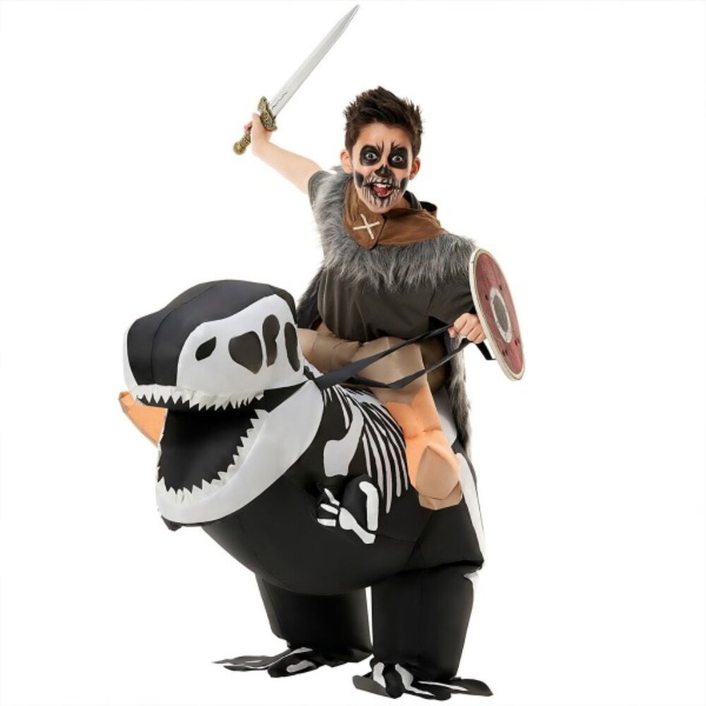 Boys Girls SKELETON T-REX Dinosaur RIDE ON Costume OSFM Inflatable Blow Up NWT